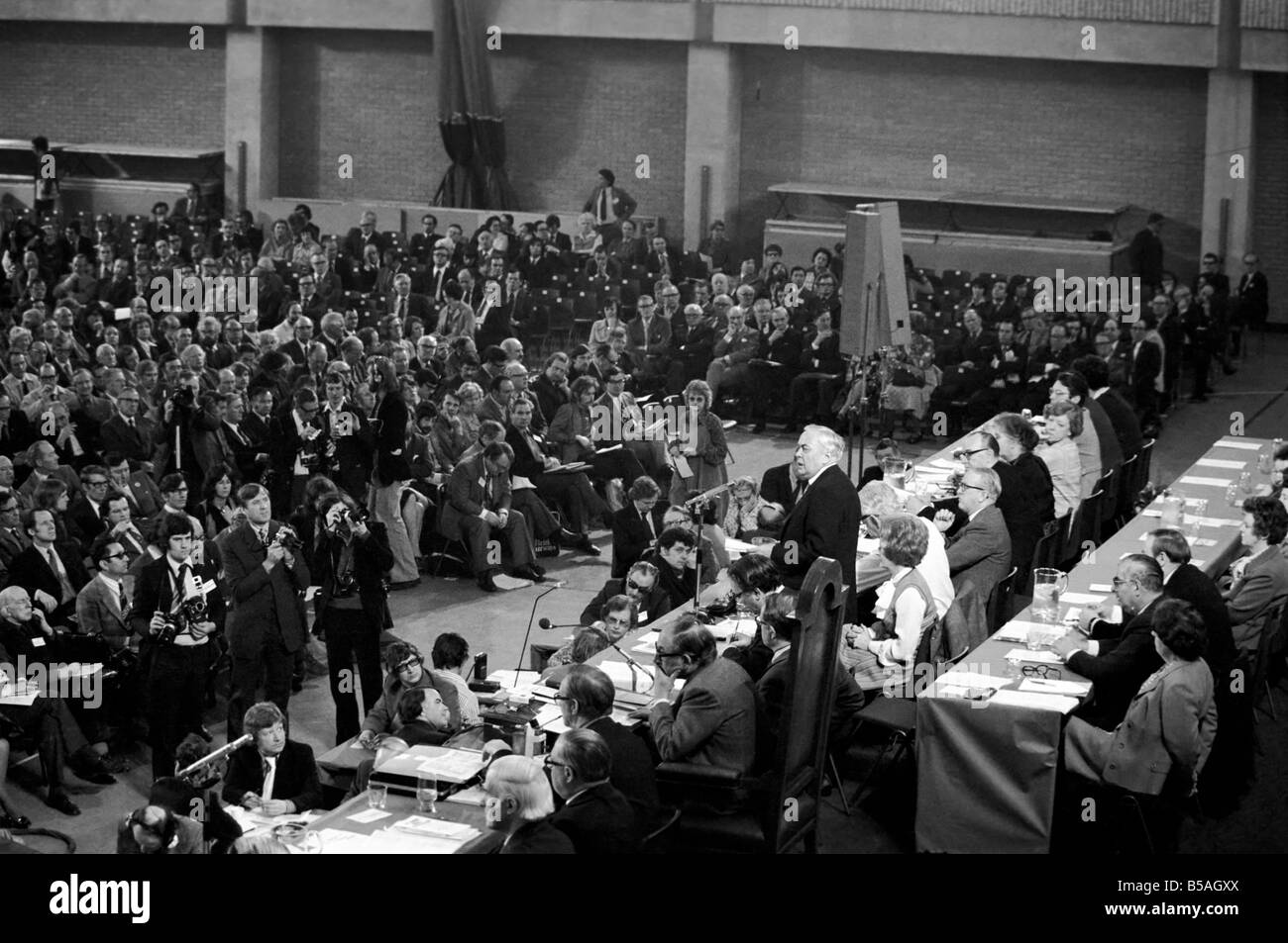 Prime mInister Harold Wilson during a debate on the Common Market ...