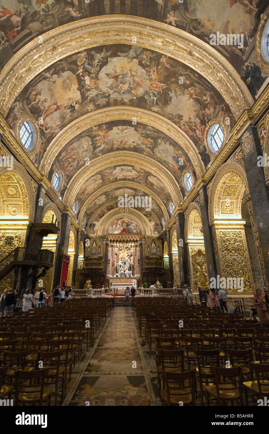 Interior of St. Johns Co-Cathedral, Valletta, Malta, Europe Stock Photo