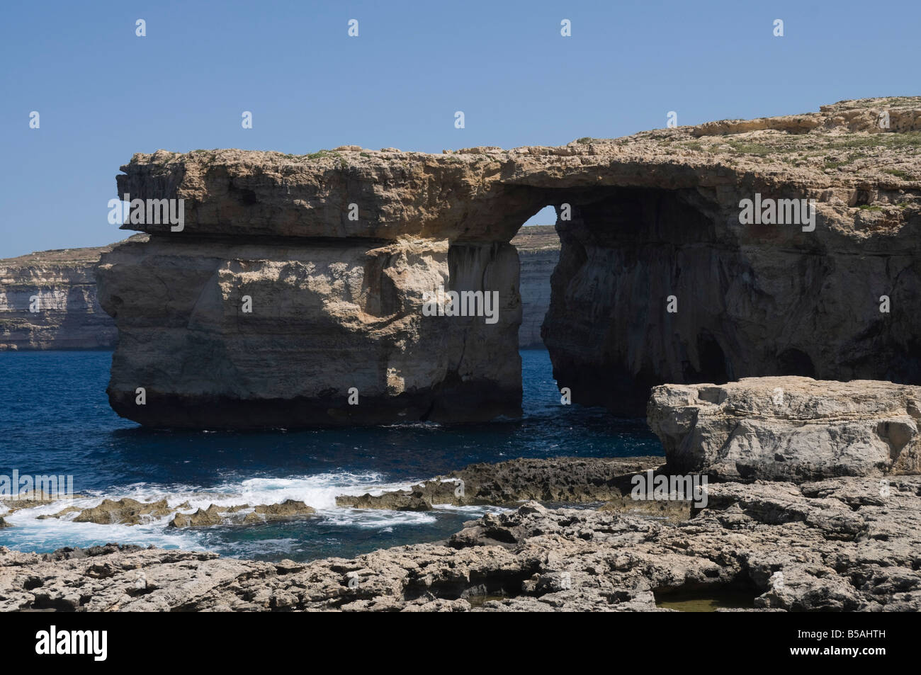 The Azure Window at Dwejra Point, Gozo, Malta, Europe Stock Photo