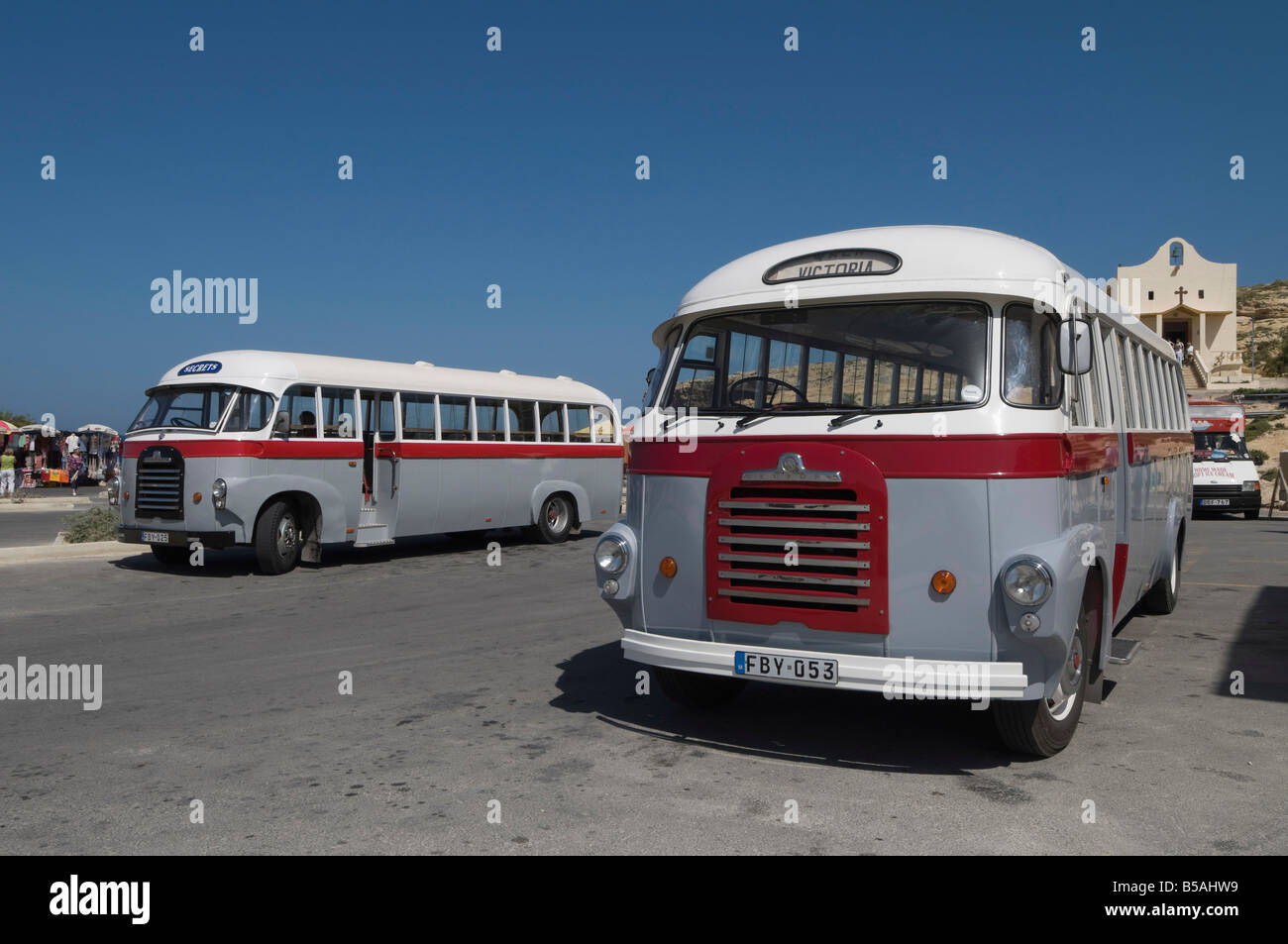Old fashioned buses, Gozo, Malta, Europe Stock Photo