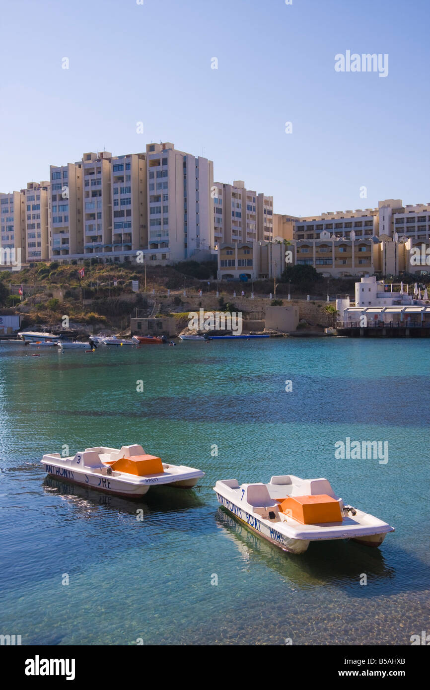 Pedalos, St. Julian's Bay, Malta, Europe Stock Photo