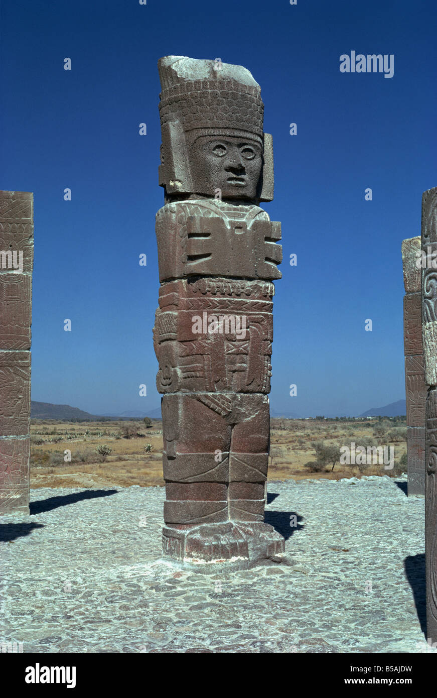 Toltec statue Tula Mexico North America Stock Photo