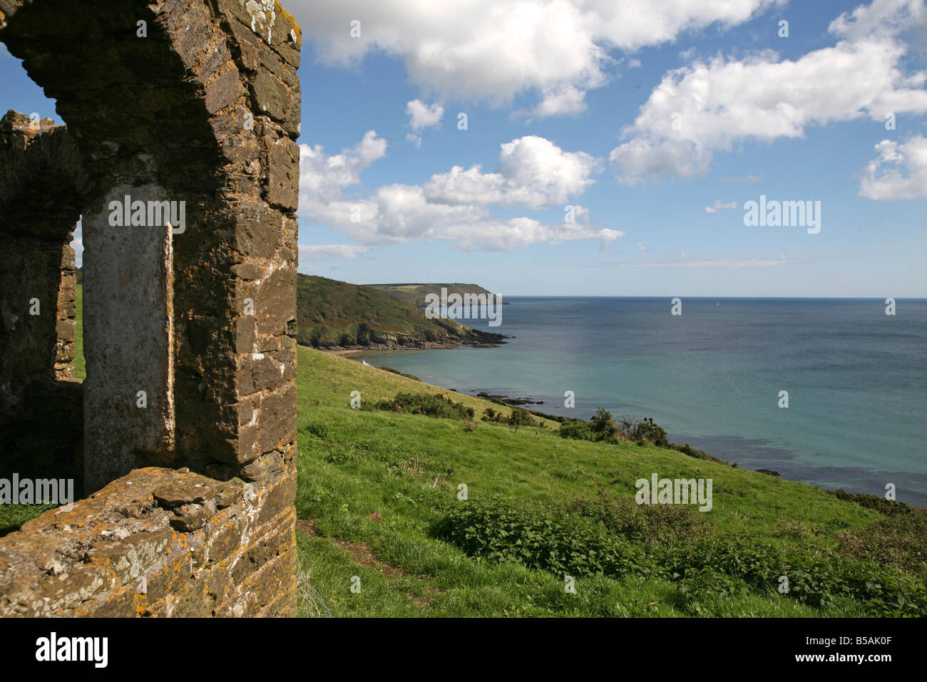 Coastal view from Caerhays Estate, Caerhays, Cornwall, UK Stock Photo
