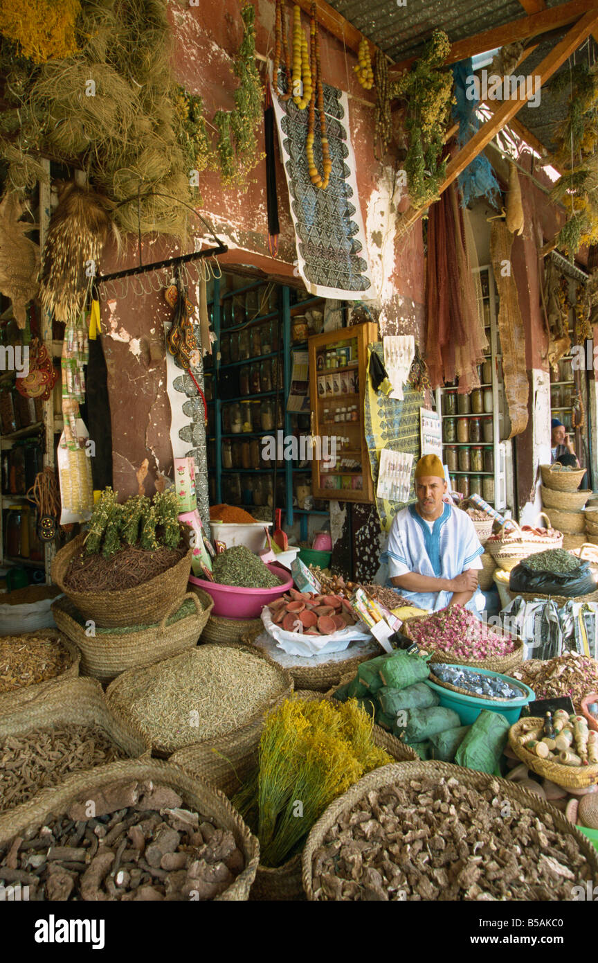 Apothecary stall in Rahba Kedima The Medina Marrakech Morroco North Africa Africa Stock Photo