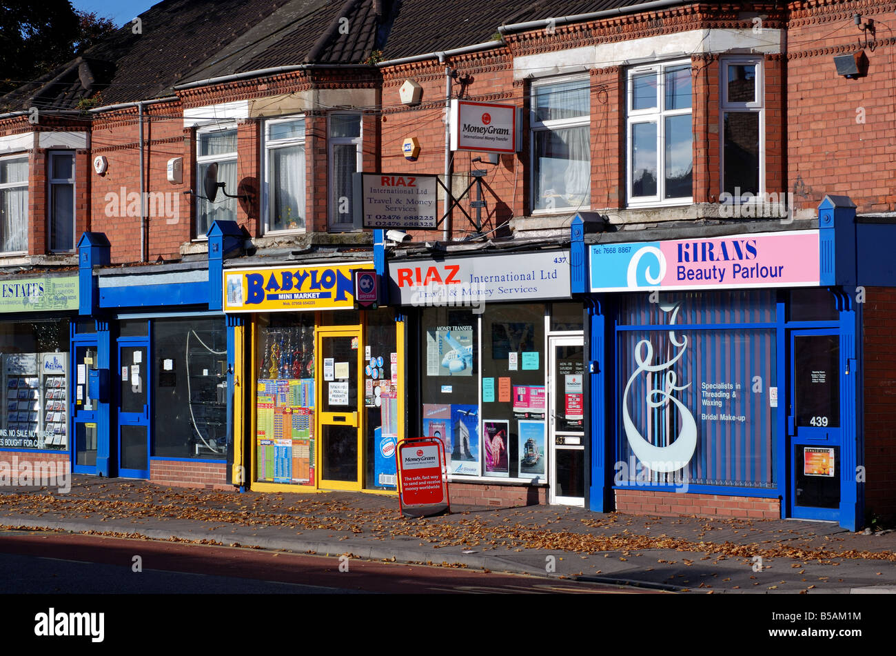 Shops in Foleshill Road, Coventry, West Midlands, England, UK Stock