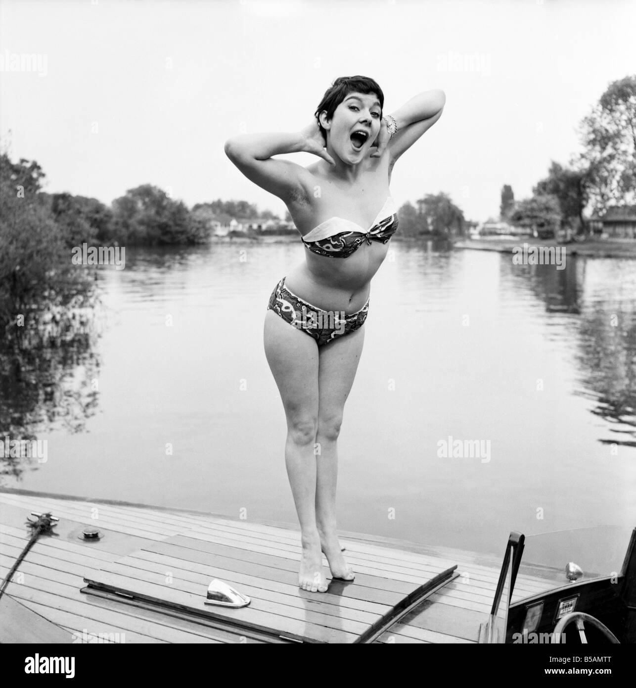 Swimming costume Black and White Stock Photos Images Page 3