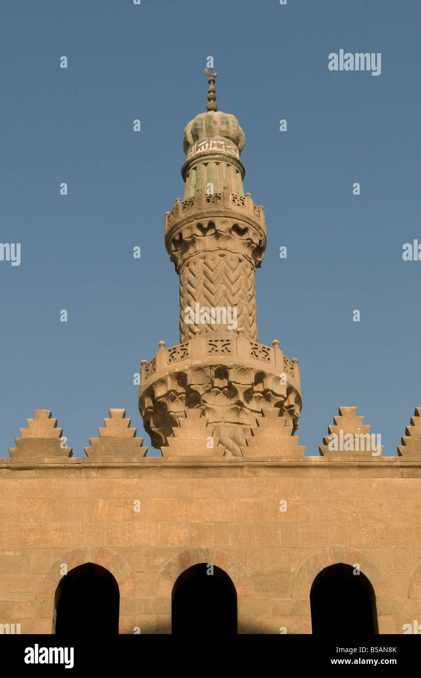 Minaret of Sultan al-Nasir Muhammad ibn Qala'un Mosque at Saladin or Salaḥ ad-Dīn Citadel a medieval Islamic fortification in Cairo Egypt Stock Photo