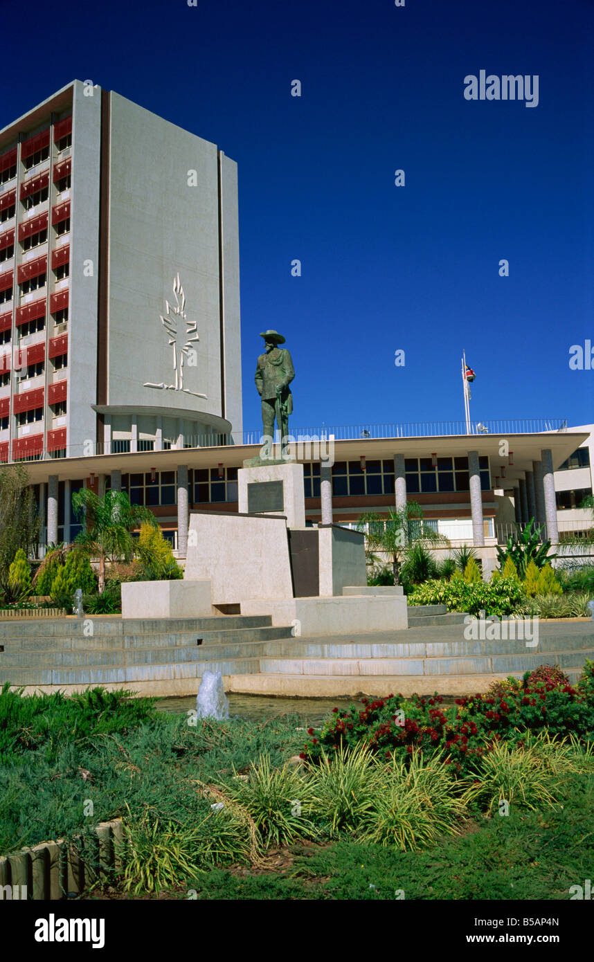 Curt von Francois statue and City Hall Windhoek Namibia Africa Stock Photo