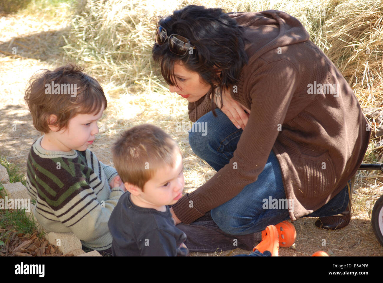 A mother scolding her child Stock Photo