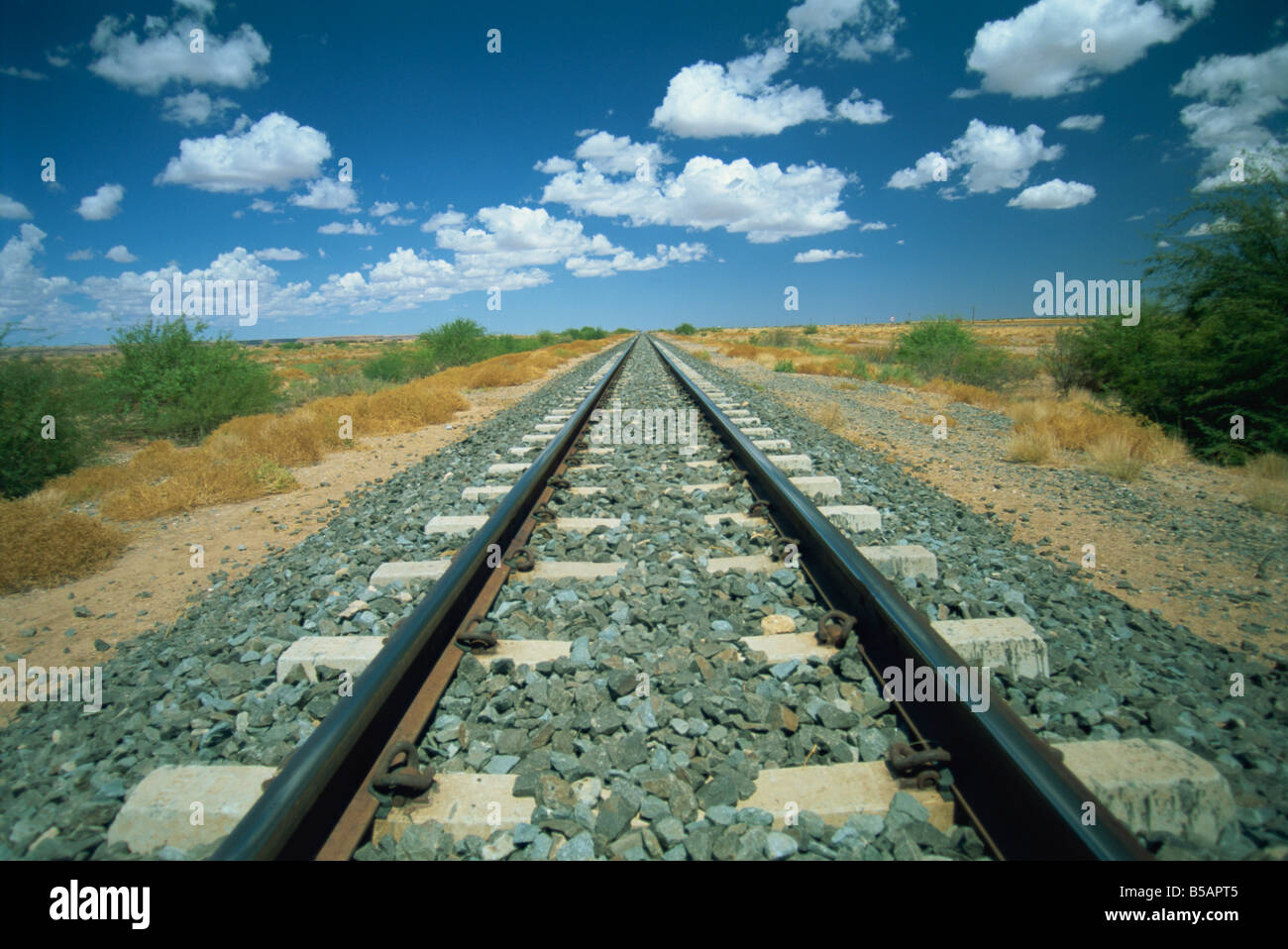 Railway tracks near Mariental Namibia Africa Stock Photo
