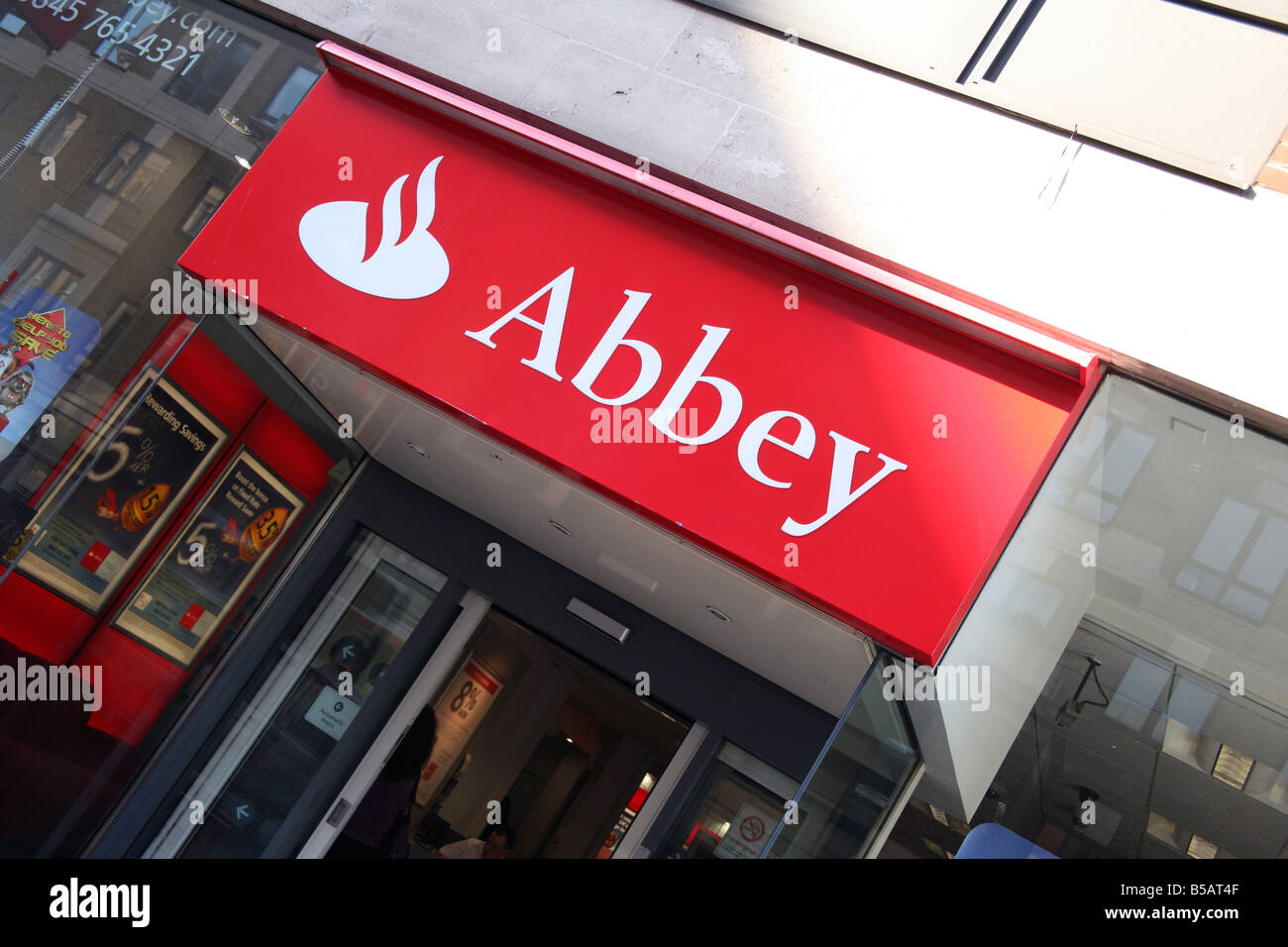Sign on branch of Abbey bank London Stock Photo