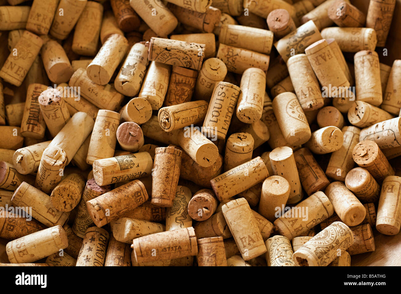 Wine bottle corks close-up Stock Photo