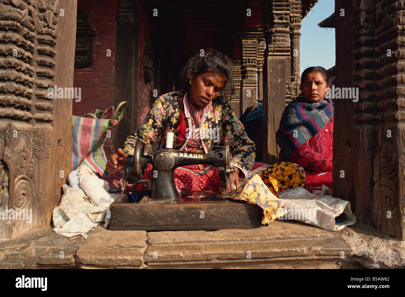 Seamstress Durbar Square Kathmandu Nepal Asia Stock Photo