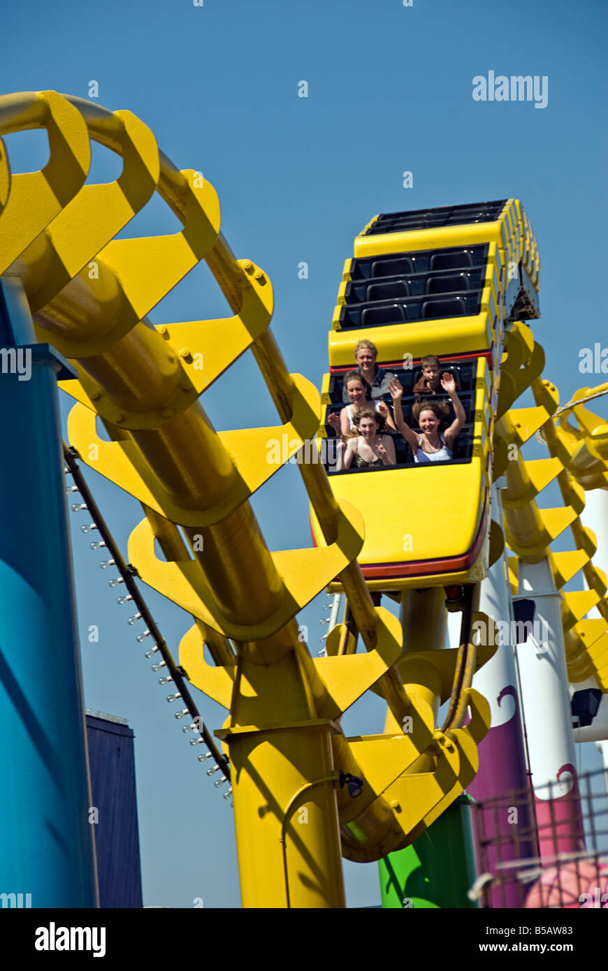 Santa Monica Pacific Park Pier California, CA, USA, US Roller Coaster  people ocean park amusement ride Stock Photo - Alamy