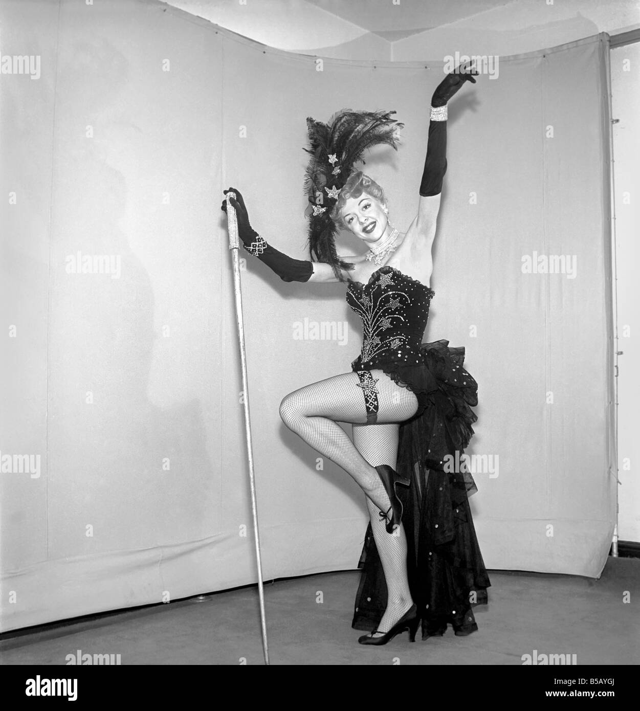 Show girl wearing star spangled costume and cane. Circa 1959 Stock Photo -  Alamy