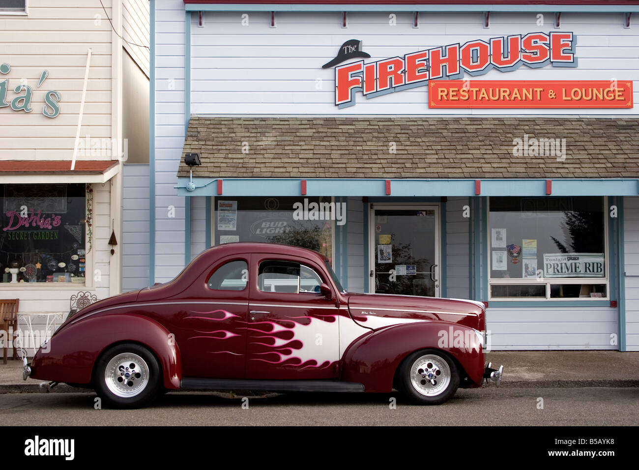 Antique car on the main street in Florence Oregon Stock Photo - Alamy