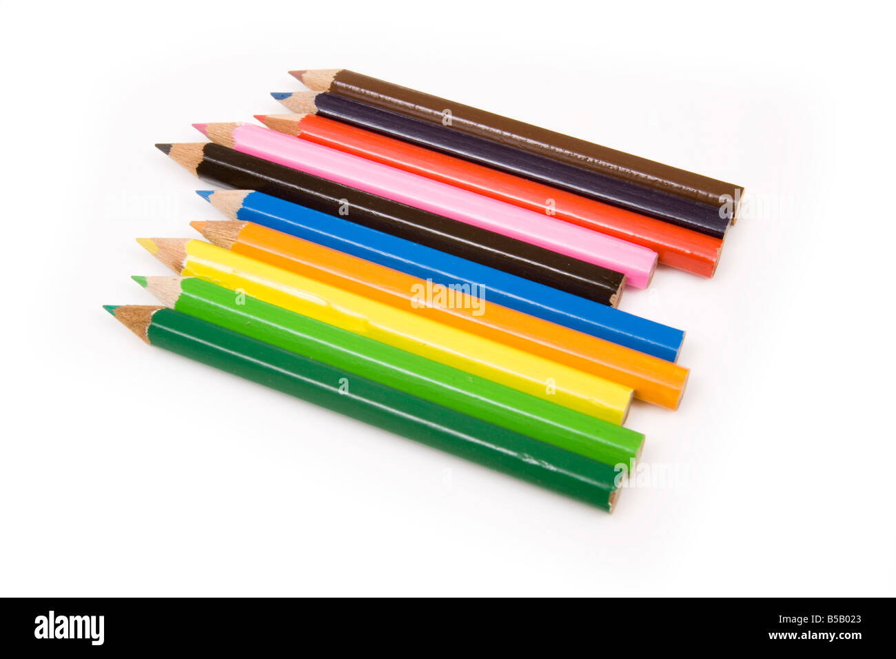 Coloured drawing pencils isolated on a white studio background Stock Photo