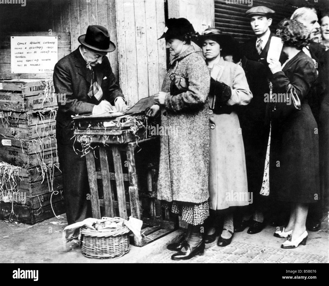 A wholesaler at Covent Garden market in London registers his customers