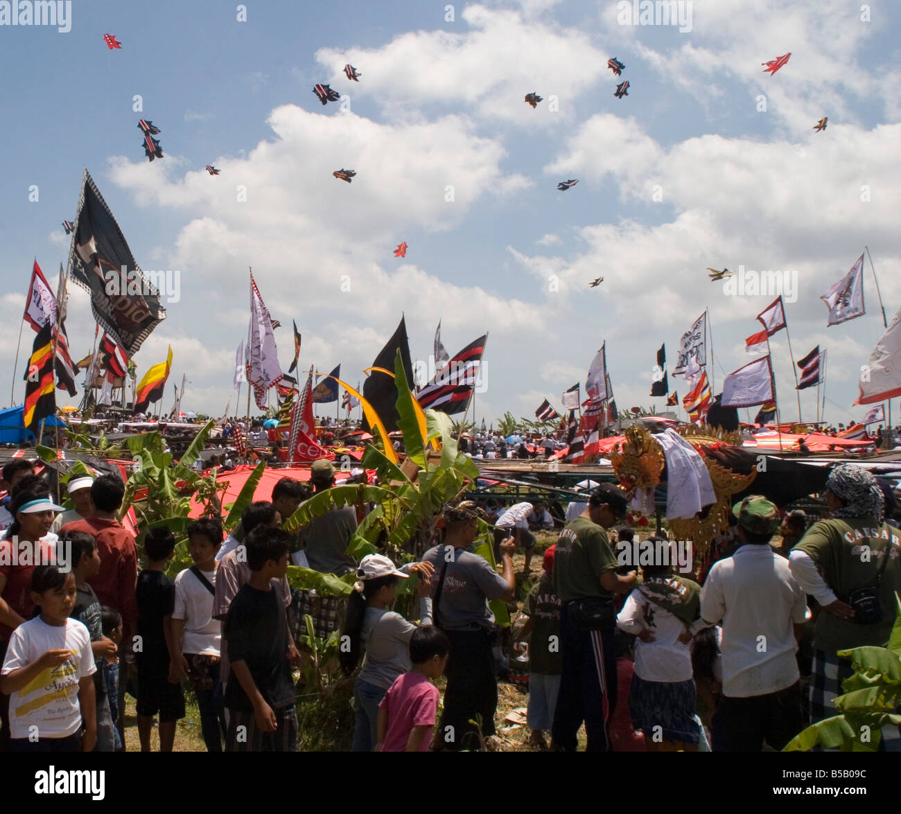Balinese villagers flying their kites at the annual LayangLayang kite