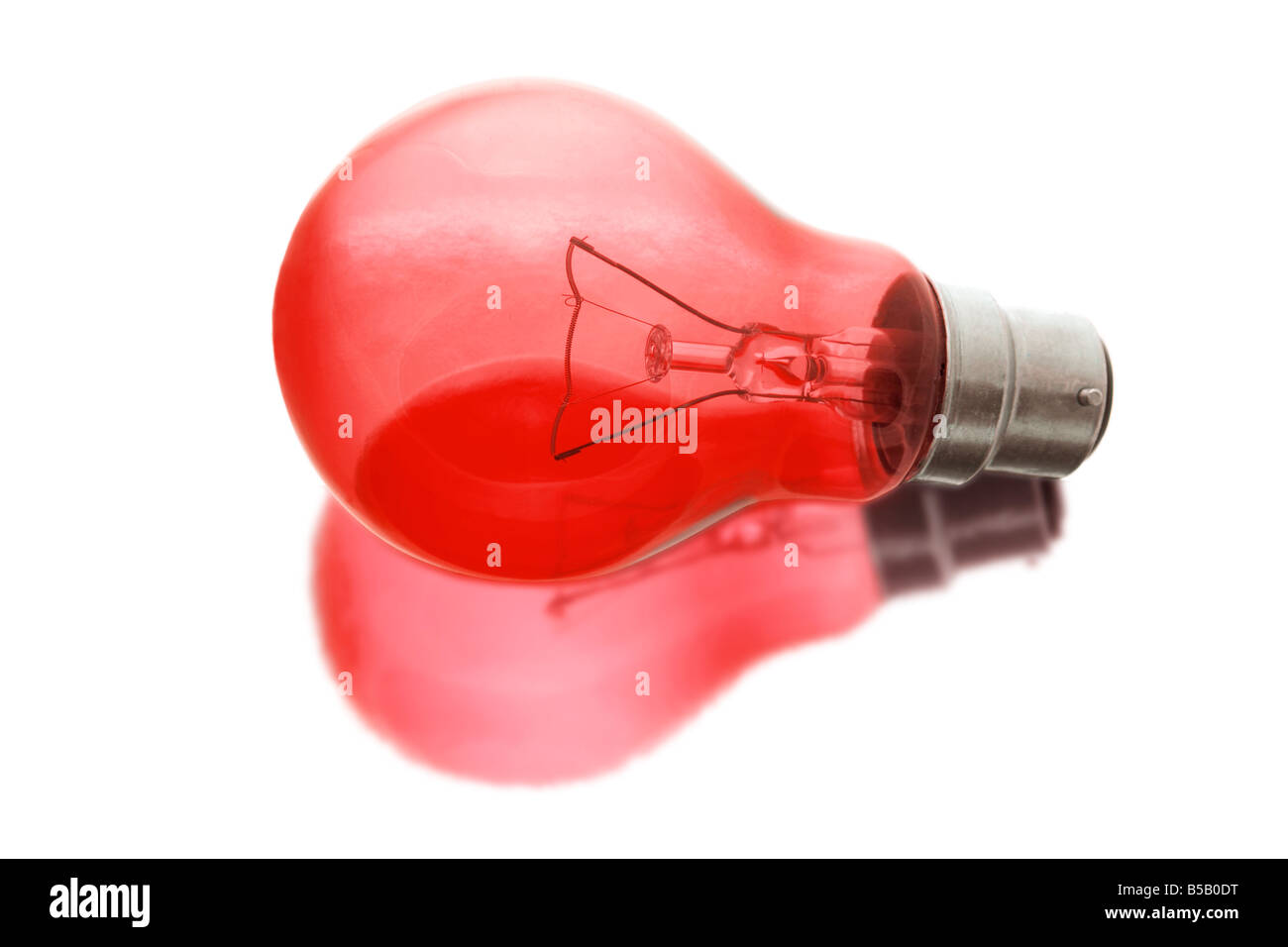 Red Light Bulb with Reflection Stock Photo Alamy