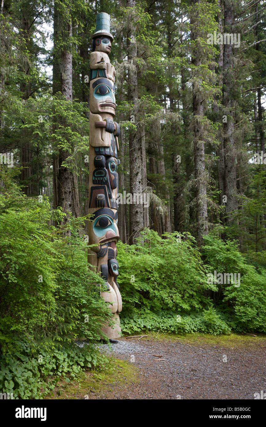 Totem pole in National Historical Park in Sitka, Alaska Stock Photo - Alamy