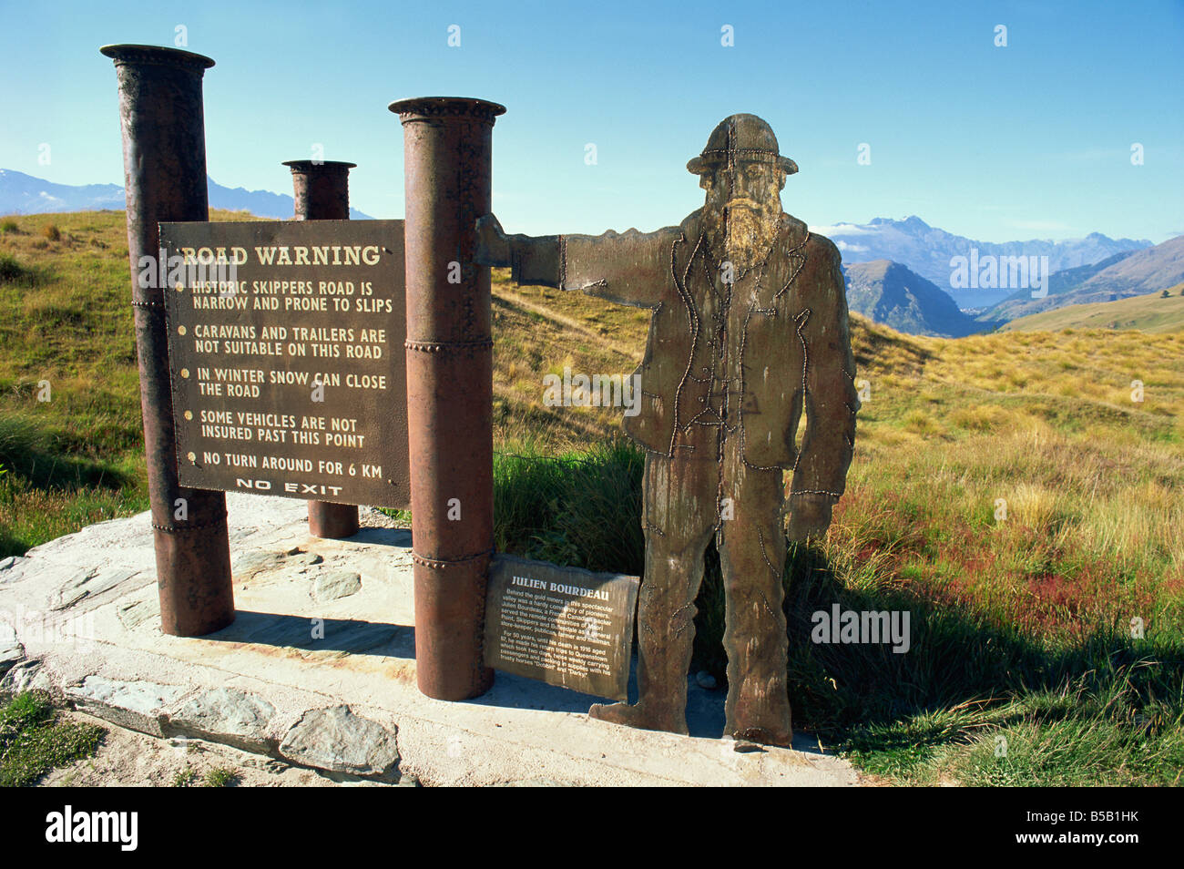 Memorial Bourdeau, Skippers Canyon, South Island, New Zealand, Pacific Stock Photo