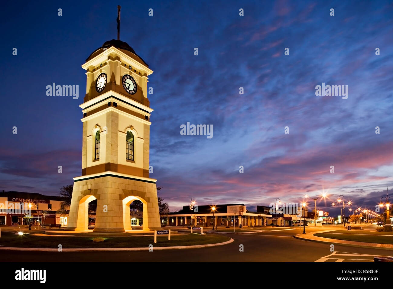 Clock tower in the square, Feilding, Manawatu, North Island, New
