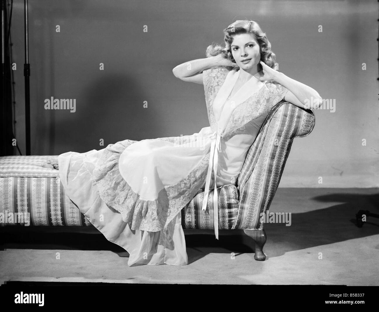 Model wearing night dress. 1953 Stock Photo - Alamy