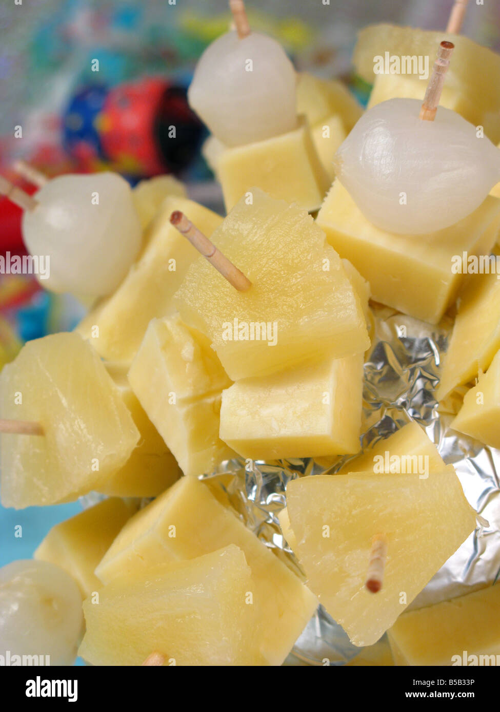 1960s / 1970sstyle party snack of cheese and pineapple chunks, and
