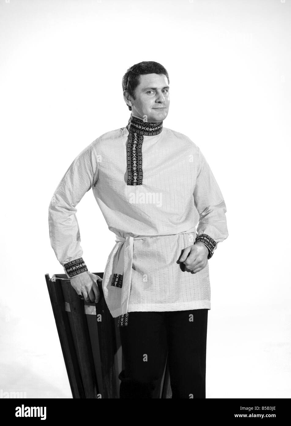Male model David West wearing Cossack Shirt. Circa 1966 Stock Photo - Alamy