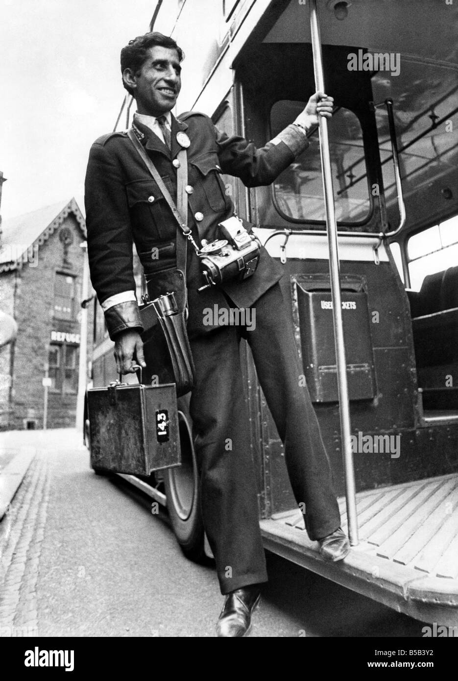 Bus Conductor Ghulam Rasod Shaida. &#13;&#10;May 1968 Stock Photo