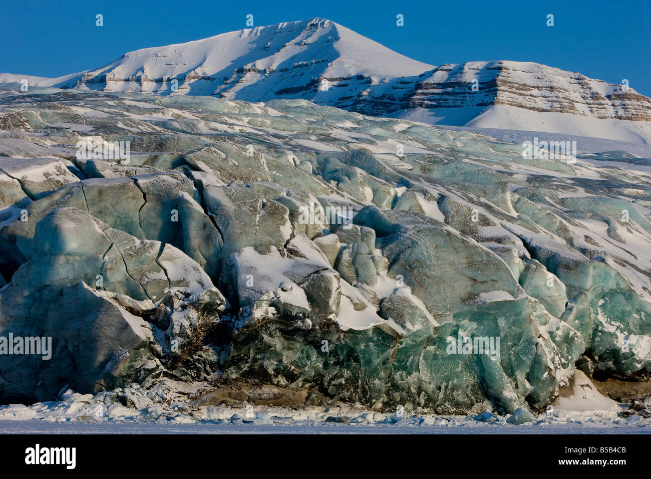 Glacier and glacier ice, Billefjord, Svalbard, Spitzbergen, Arctic, Norway, Scandinavia, Europe Stock Photo