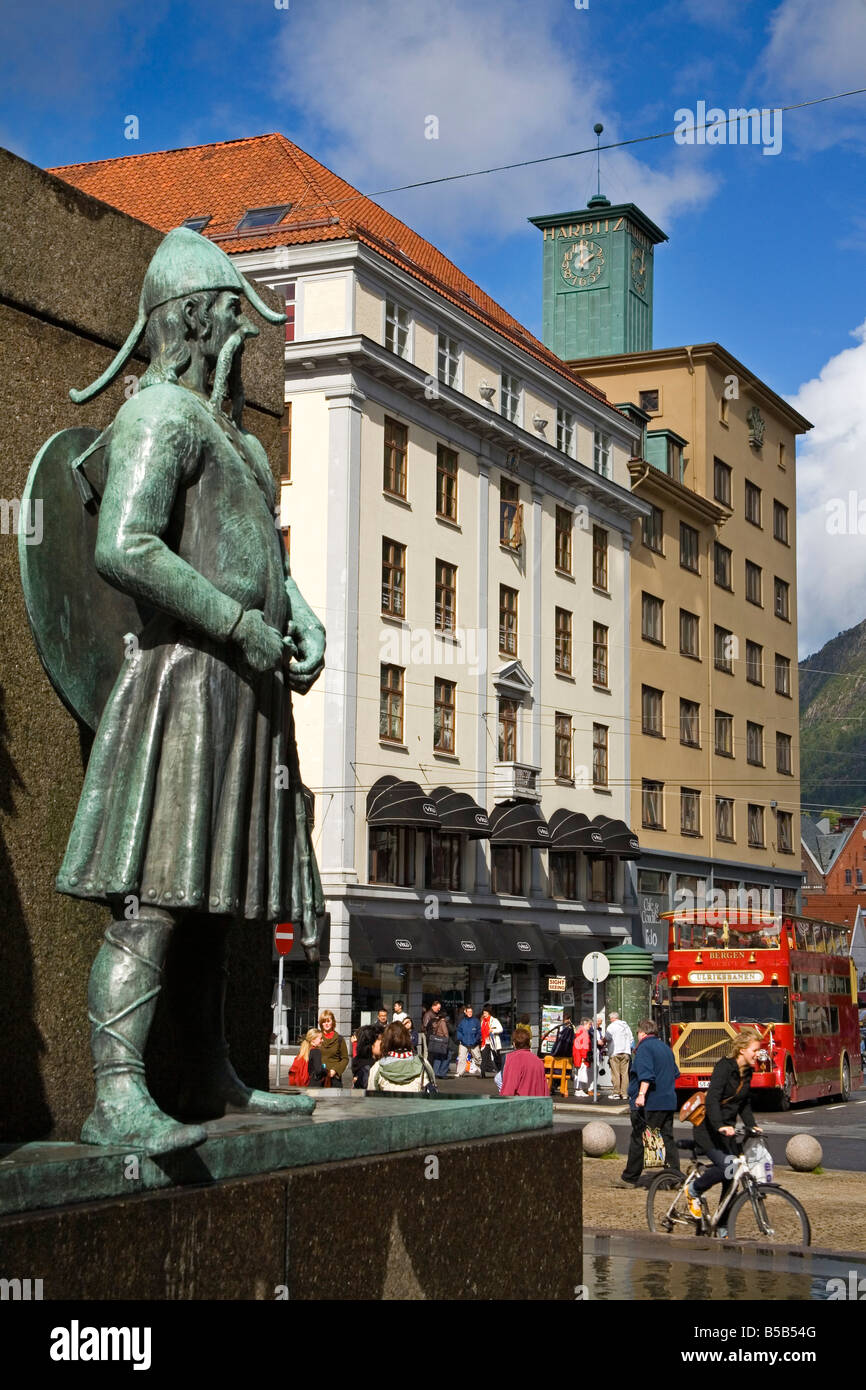 Sjomanns Monument on Torgalmenningen Street, Bergen, Norway, Scandinavia, Europe Stock Photo