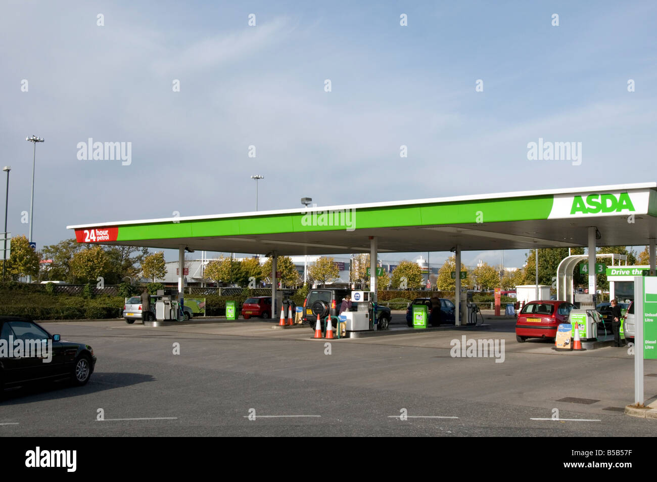 asda petrol station supermarket fuel retailer cheap budget filling Stock Photo