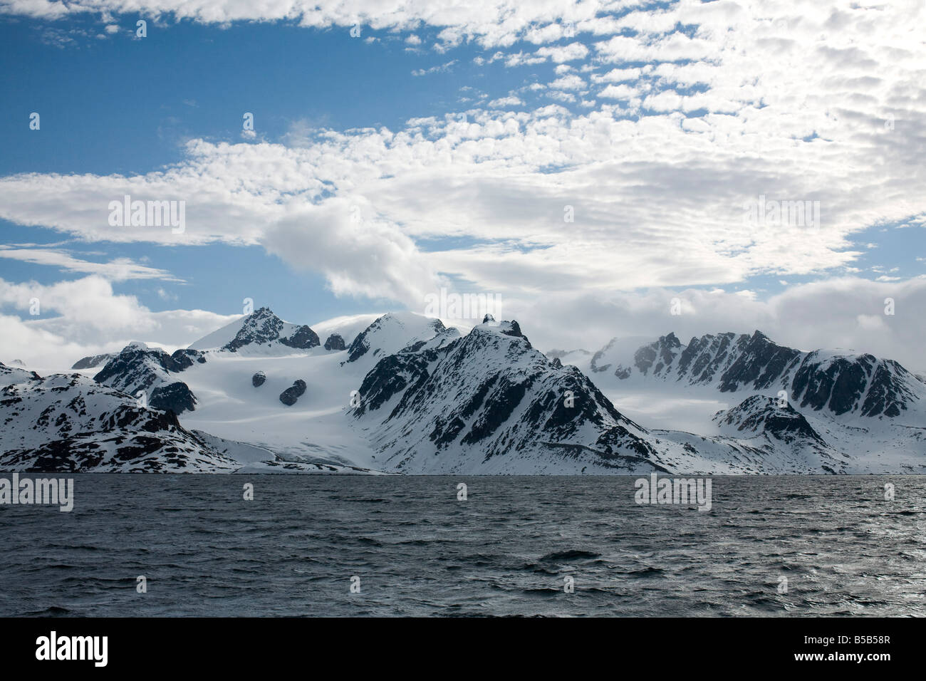 Glacier and coastline Spitsbergen, Svalbard, Norway, Scandinavia, Europe Stock Photo