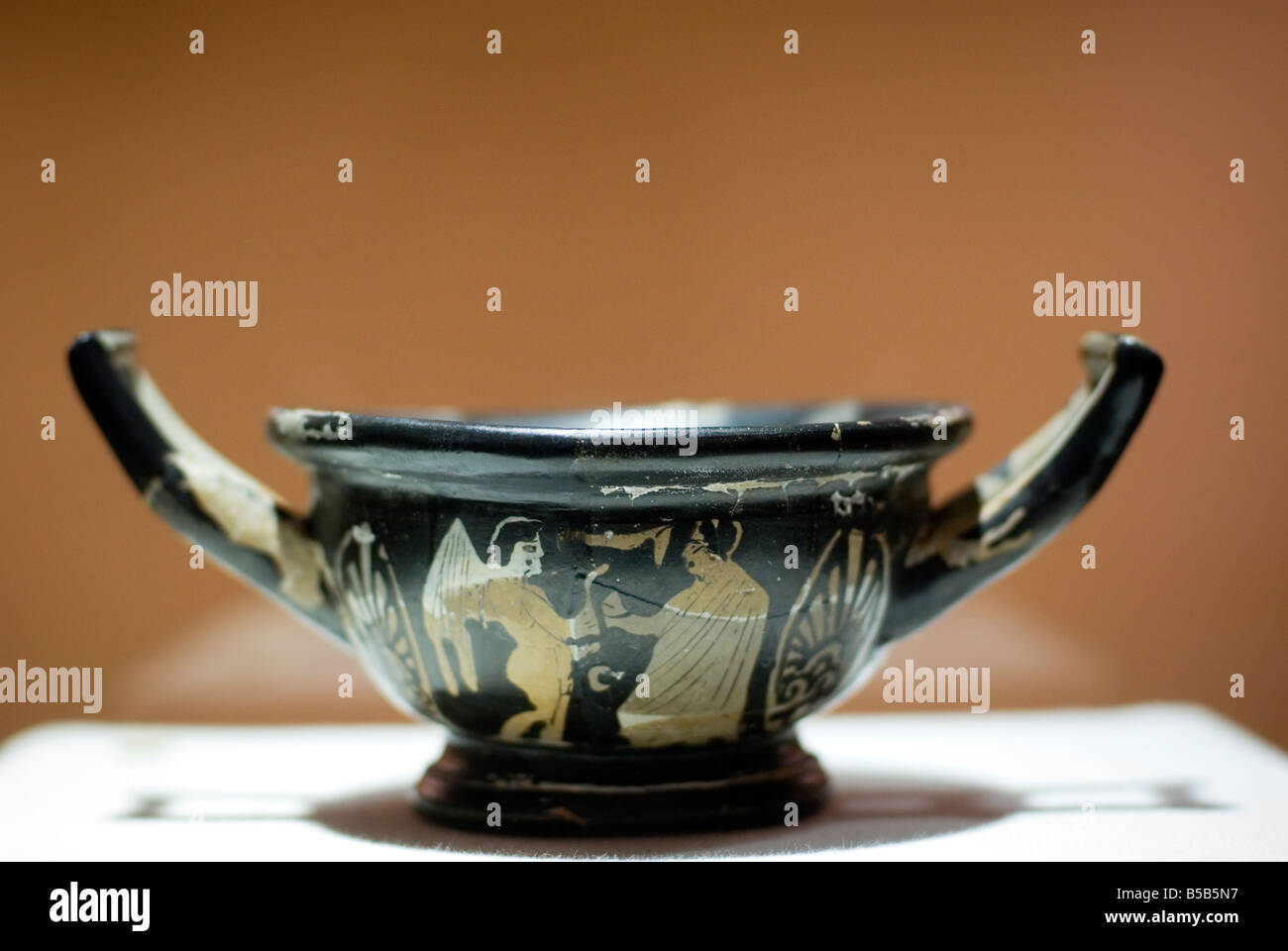 Detail ceramic pot from archeological site in the Valencian Prehistoric and Ethnology Museum Spain Stock Photo