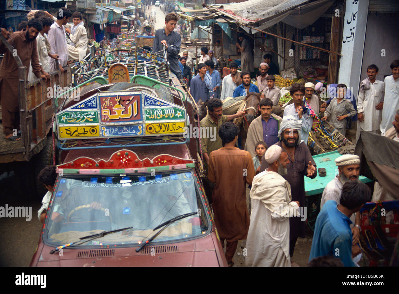 Traffic jam Swat Valley Pakistan Asia Stock Photo
