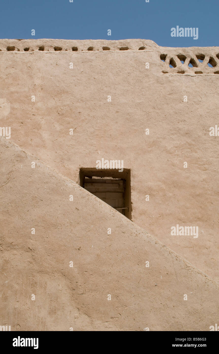 Facade of a typical mud brick house in Luxor Egypt Stock Photo