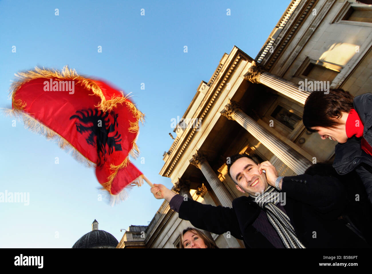Independent Kosovo celebration on Trafalgar square in London 17 2 08 Stock Photo