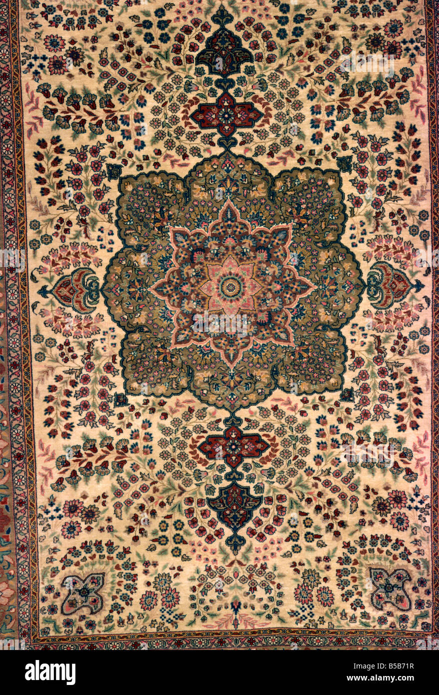 Mughal floral pattern woven in rug Karachi Pakistan Asia Stock Photo