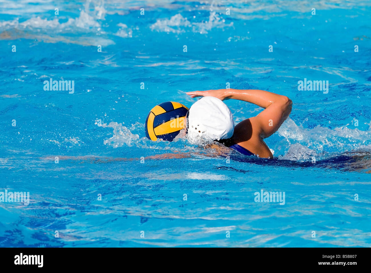 Water polo action and equipment in a swimming pool Stock Photo Alamy