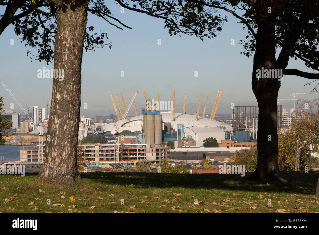 O2 arena millenium dome view from greenwich london england uk gb Stock Photo