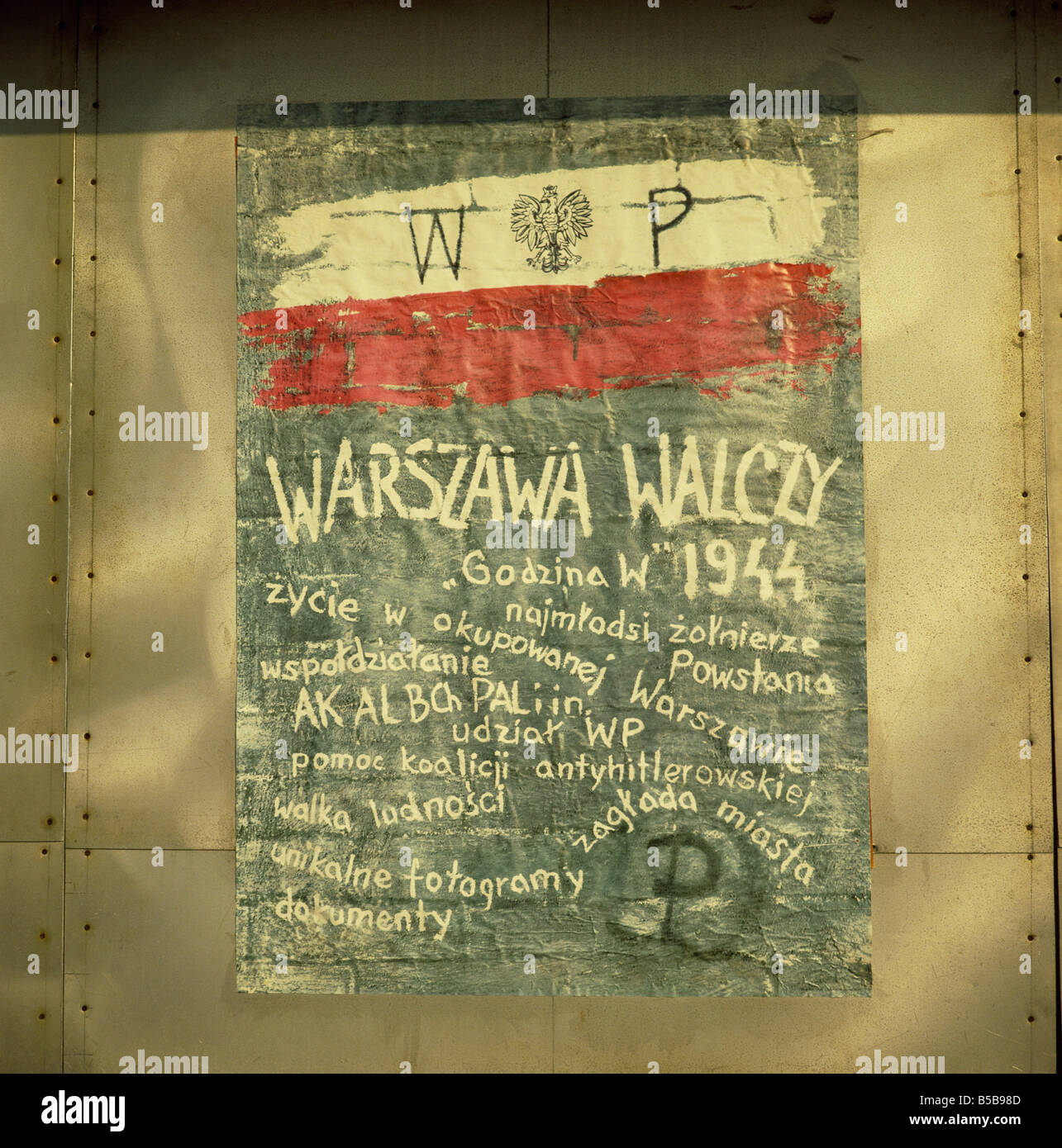 Poster of the 1944 Warsaw Uprising, Warsaw Uprising Monument, Warsaw, Poland, Europe Stock Photo