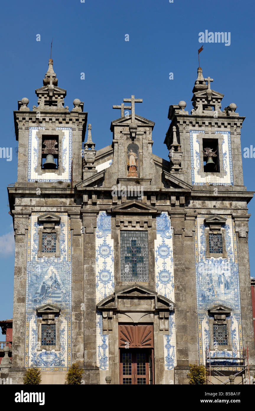 The new Sao Ildefonso church, built between 1730 and 1737 decorated with azulejos, Praca da Batalha, Porto, Portugal, Europe Stock Photo