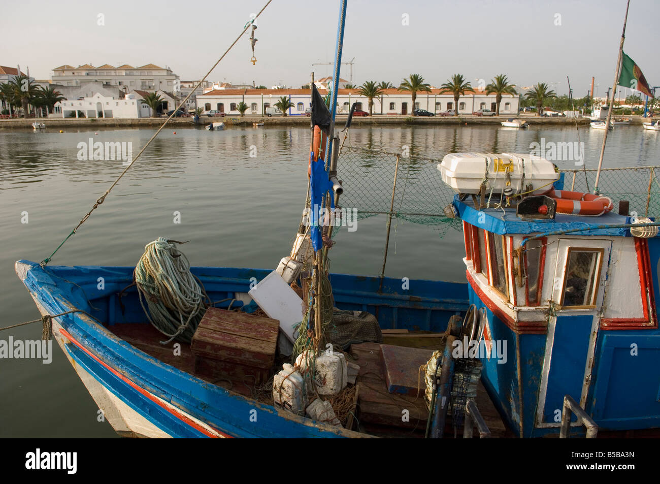 The town of Tavira lies along both sides of the River Gilao, Algarve, Portugal, Europe Stock Photo