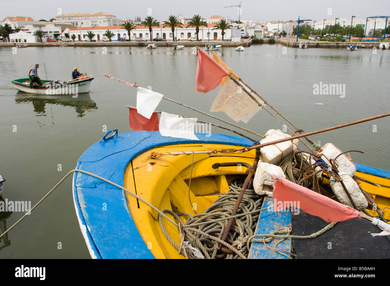 The town of Tavira lies along both sides of the River Gilao, Algarve, Portugal, Europe Stock Photo