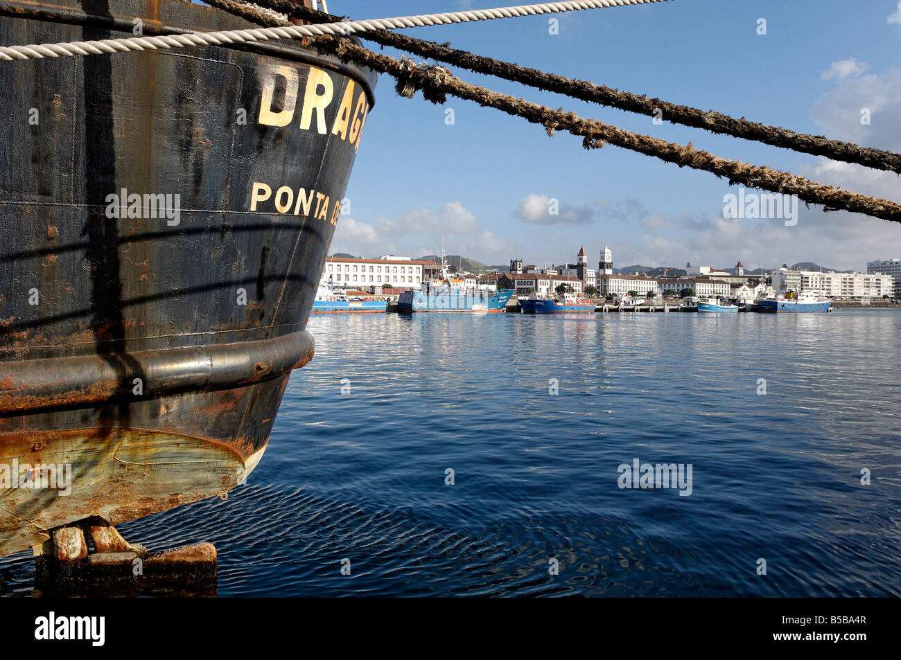 The harbour, Ponta Delgada, Sao Miguel Island, Azores, Portugal, Europe Stock Photo