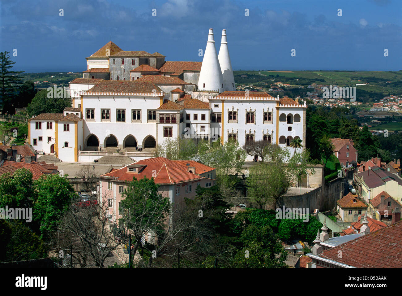 The Sintra National Palace, the summer residence of the kings in the old town (Vila Veiha), Sintra, Portugal, Europe Stock Photo