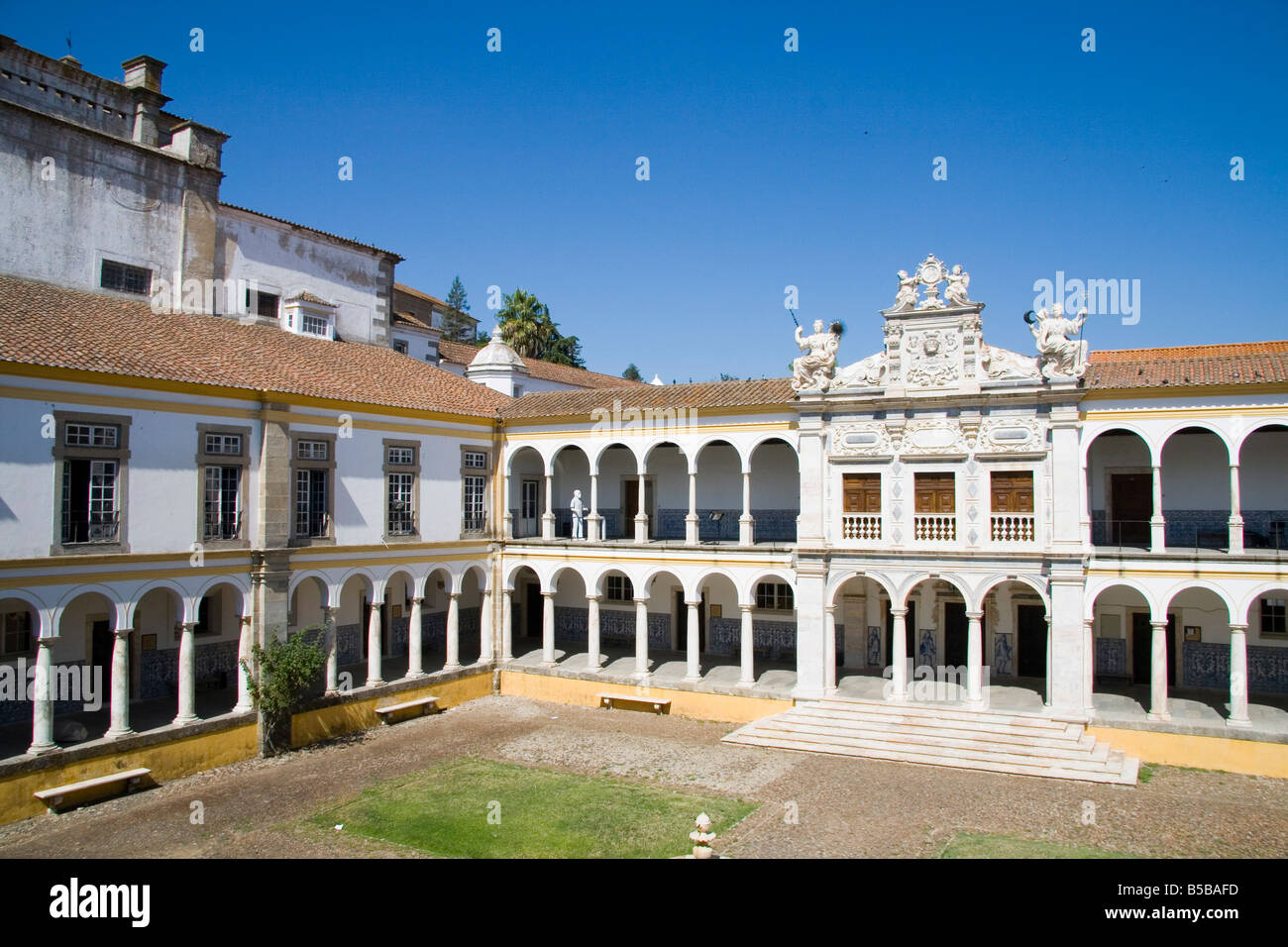 Evora University arcaded courtyard, Evora, Alentejo, Portugal, Europe Stock Photo