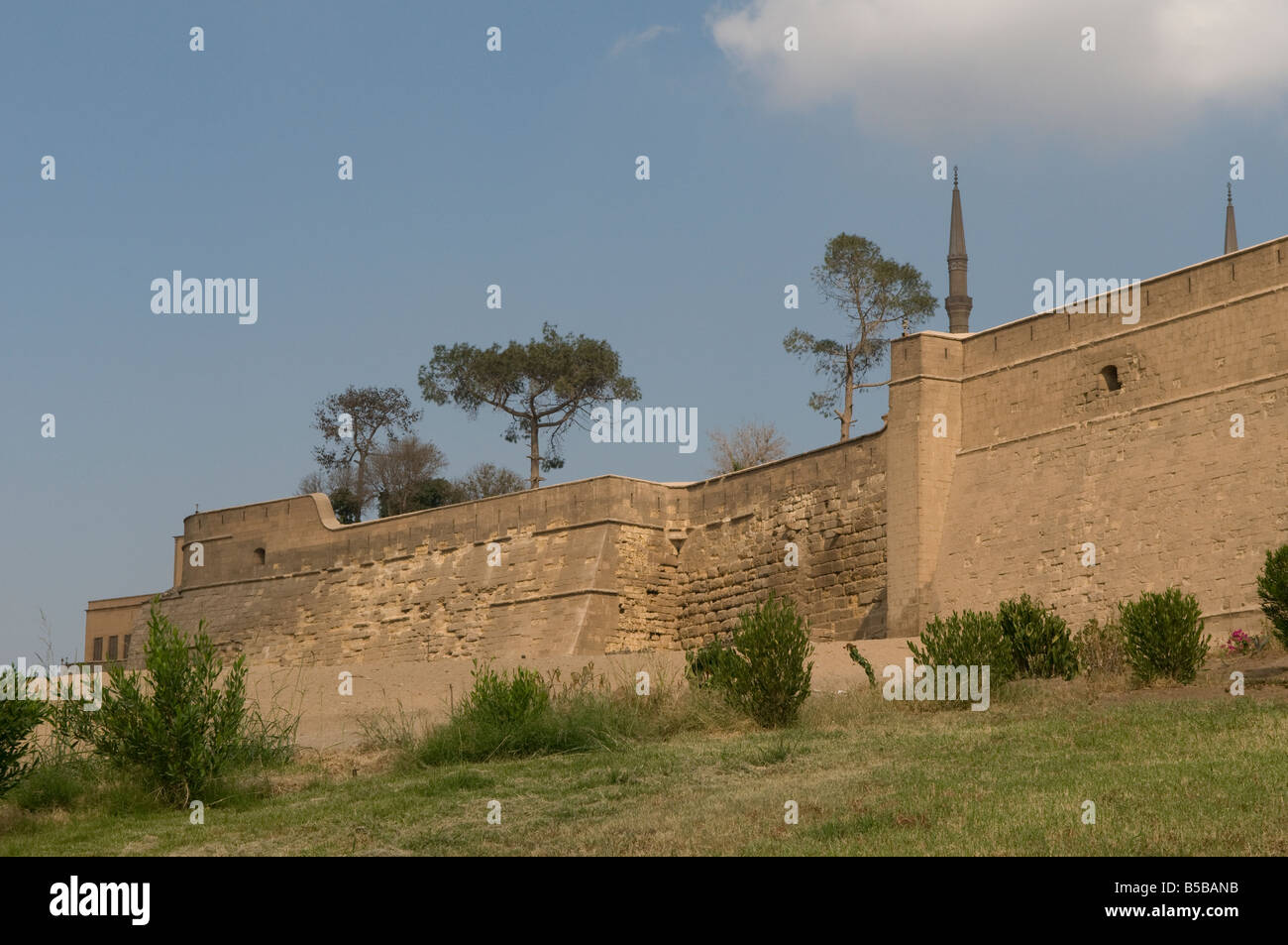 The external walls of the medieval Islamic Saladin or Salah ad Din Citadel on Mokattam hill near the center of Cairo Egypt Stock Photo